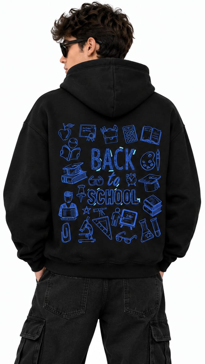 HKAY Premium Back to School Jet Black 320 GSM Hoodie