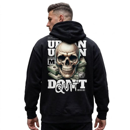 HKAY Black Urban Union Oversized Hoodie – Skull Graphic Streetwear