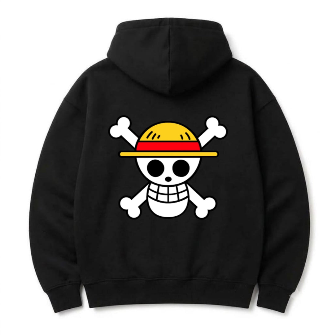 One Piece Straw Hat Jolly Roger Oversized Streetwear Hoodie