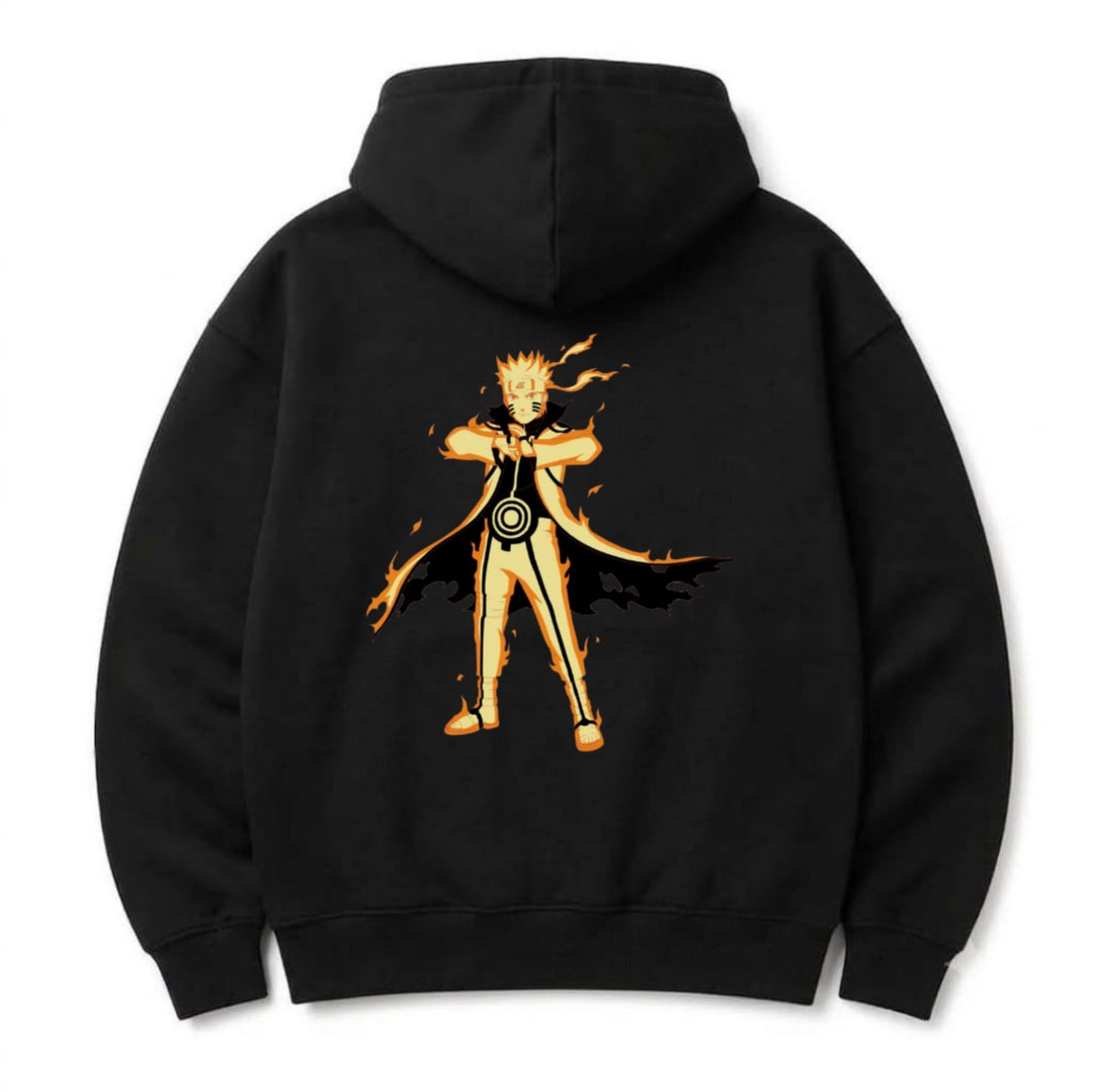Naruto Kurama Chakra Mode Oversized Black Hoodie | 320 GSM Heavyweight Streetwear