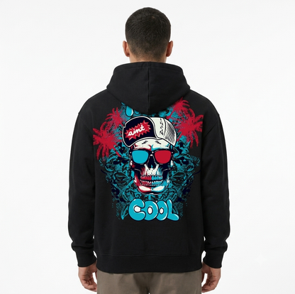 Men's Graphic Print Heavyweight Hoodie – Skull & Palm Design