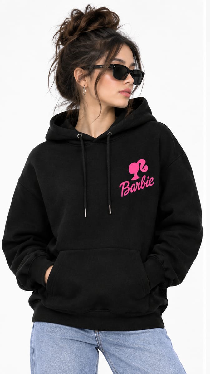 HKAY Premium Pink Silhouette Jet Black 320 GSM Hoodie