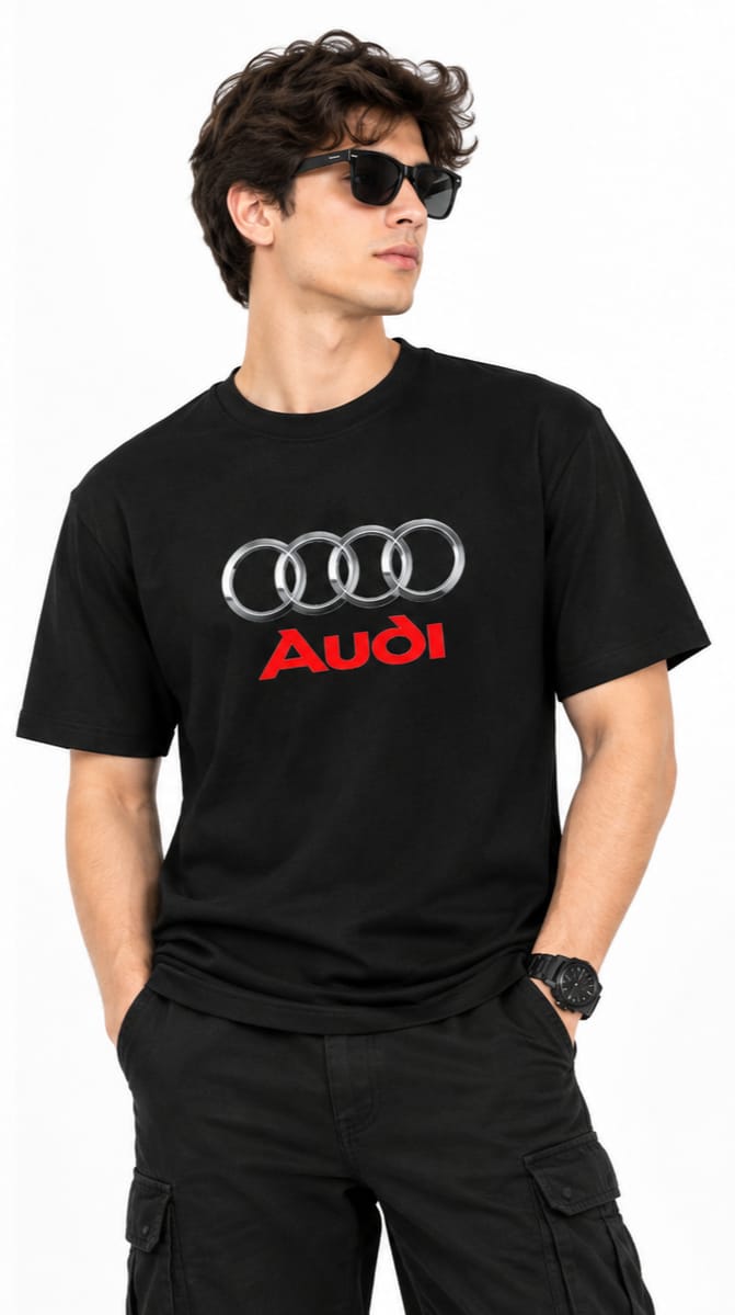 HKAY Premium Audi Rings Jet Black T-Shirt