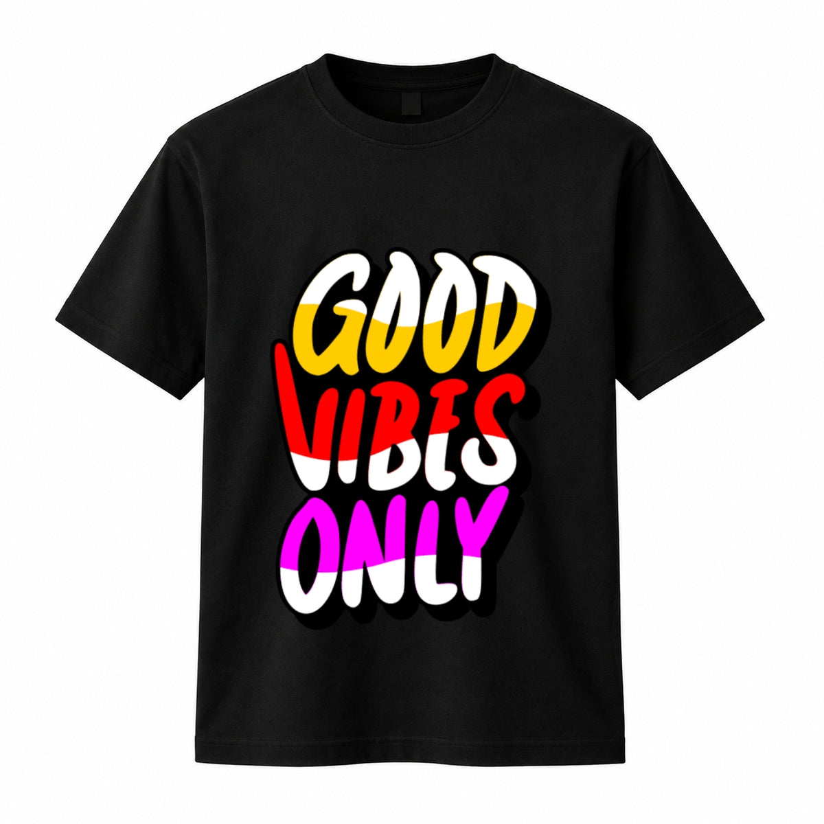 HKAY Premium Good Vibes Only Jet Black T-Shirt