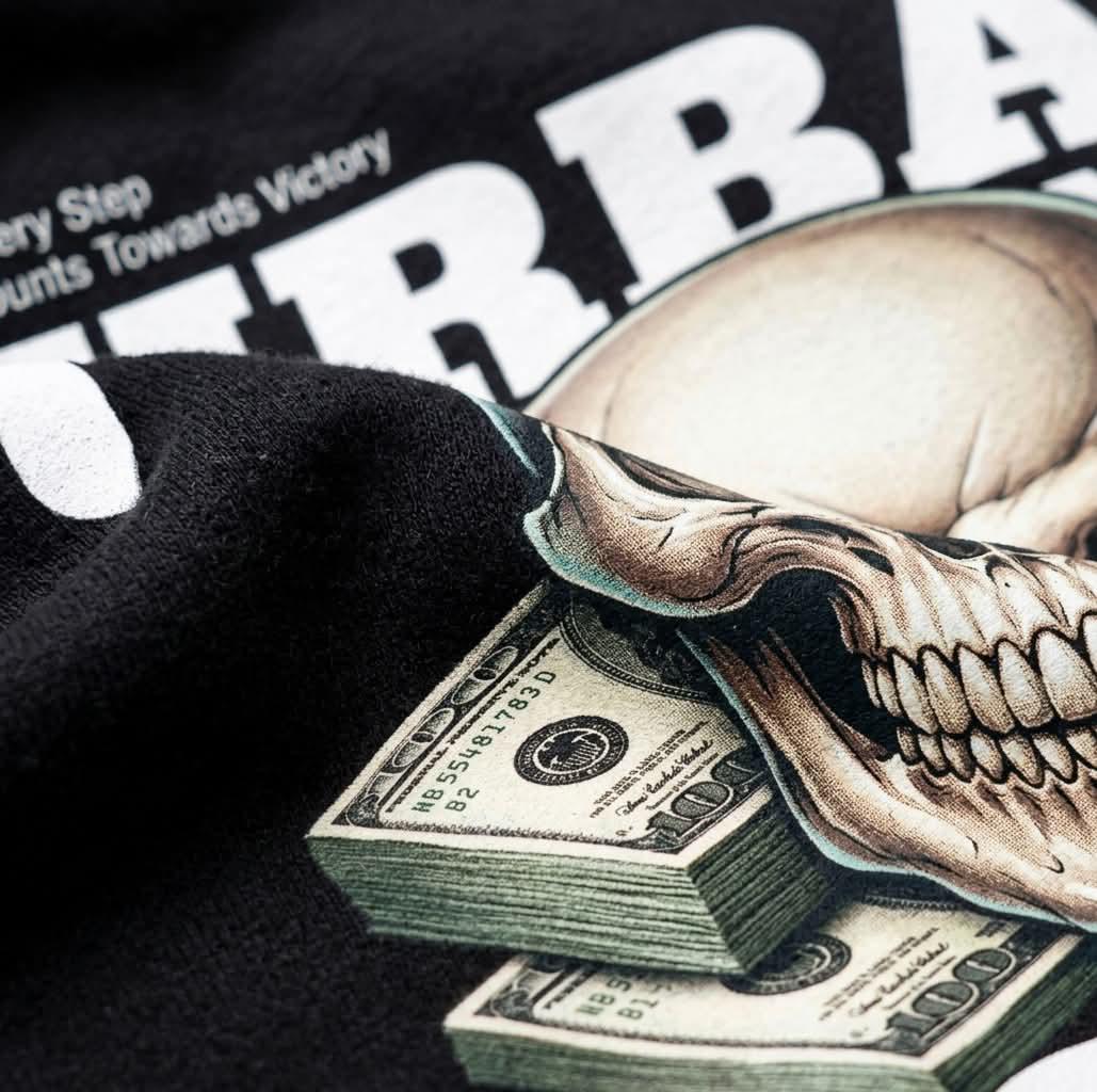 HKAY Black Urban Union Oversized Hoodie – Skull Graphic Streetwear