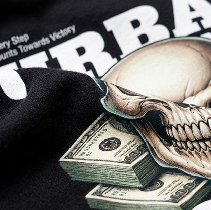 HKAY Black Urban Union Oversized Hoodie – Skull Graphic Streetwear