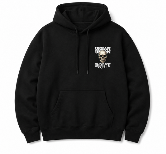 HKAY Black Urban Union Oversized Hoodie – Skull Graphic Streetwear