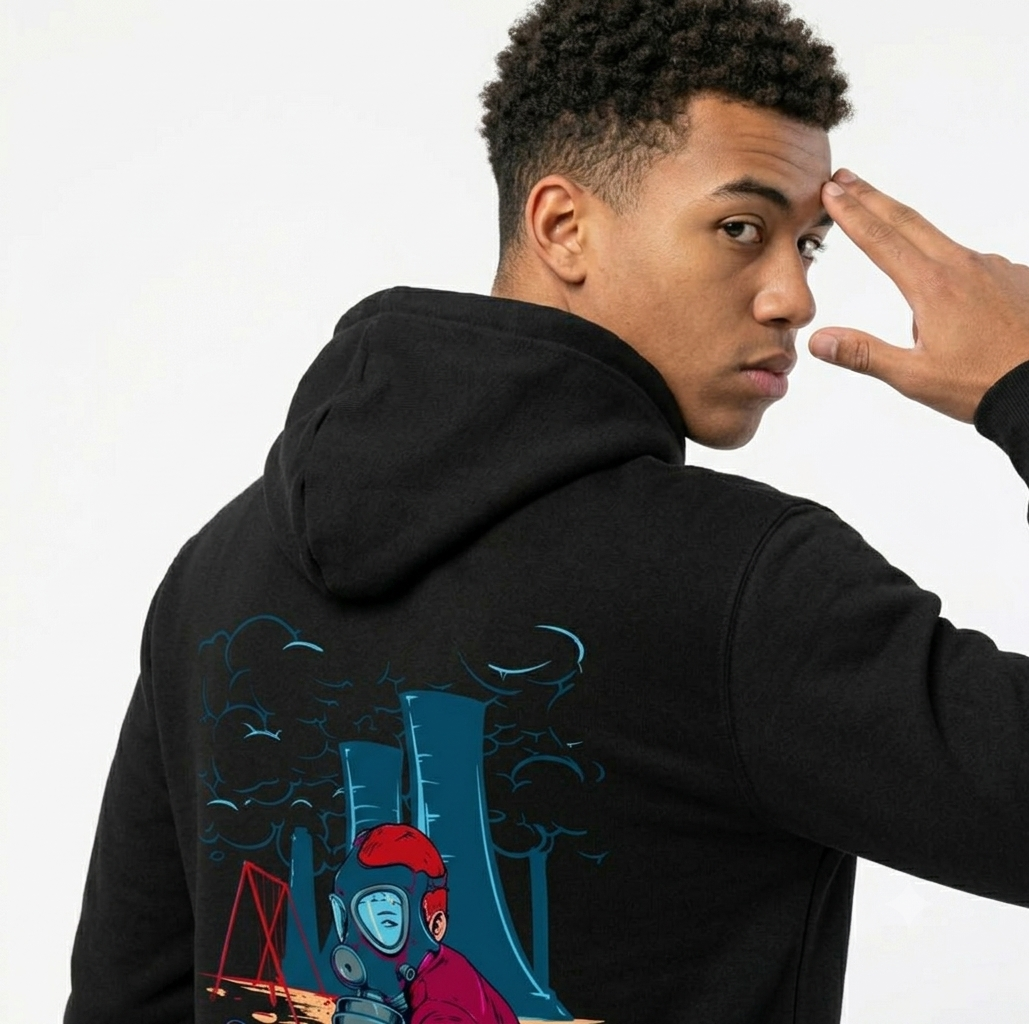 HKay Men's Black Toxic Graphic Hoodie – Dystopian Streetwear
