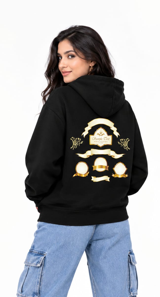 HKAY Premium Royal Baroque Gold Crest Graphic Hoodie