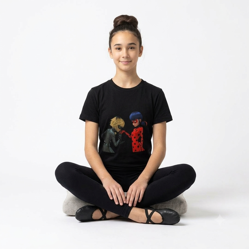 Miraculous Ladybug & Cat Noir Graphic T-Shirt – Jet Black Regular Fit