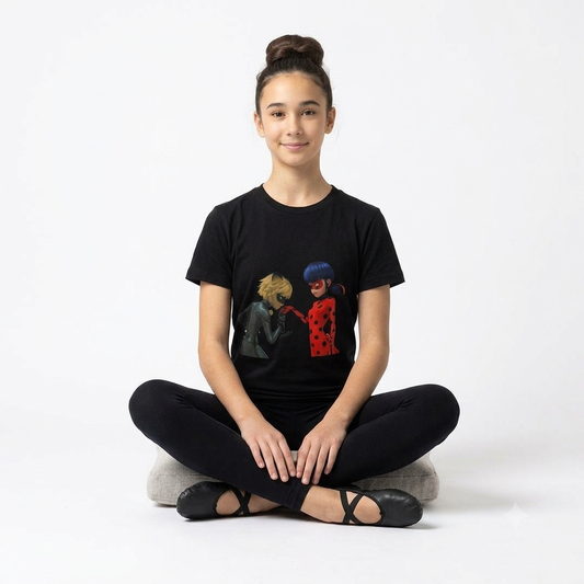 Miraculous Ladybug & Cat Noir Graphic T-Shirt – Jet Black Regular Fit