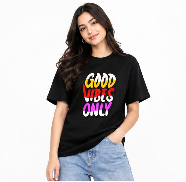 HKAY Premium Good Vibes Only Jet Black T-Shirt
