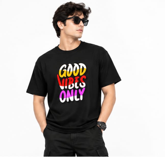 HKAY Premium Good Vibes Only Jet Black T-Shirt