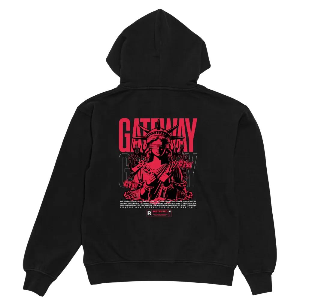 HKAY Premium Gateway Liberty Jet Black 320 GSM Hoodie