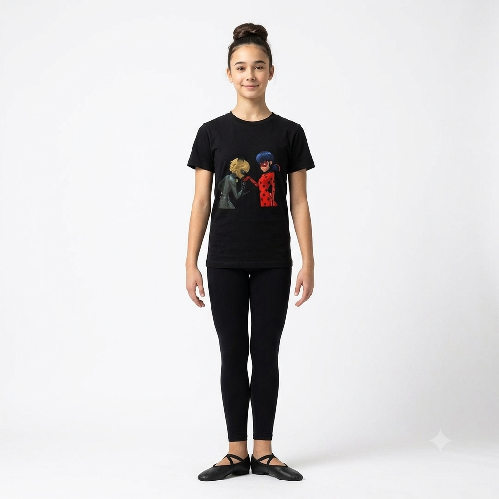 Miraculous Ladybug & Cat Noir Graphic T-Shirt – Jet Black Regular Fit