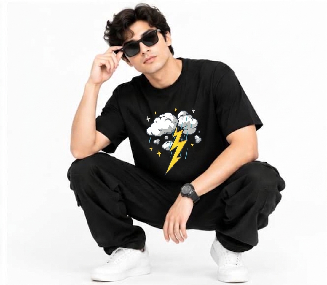 HKAY Premium Thunder Strike Jet Black 200 GSM T-Shirt