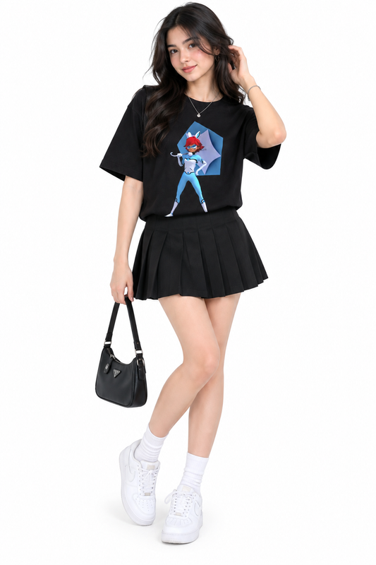 Bunnix Graphic T-Shirt – Miraculous Ladybug Alix Kubdel Black Cotton Crewneck Tee