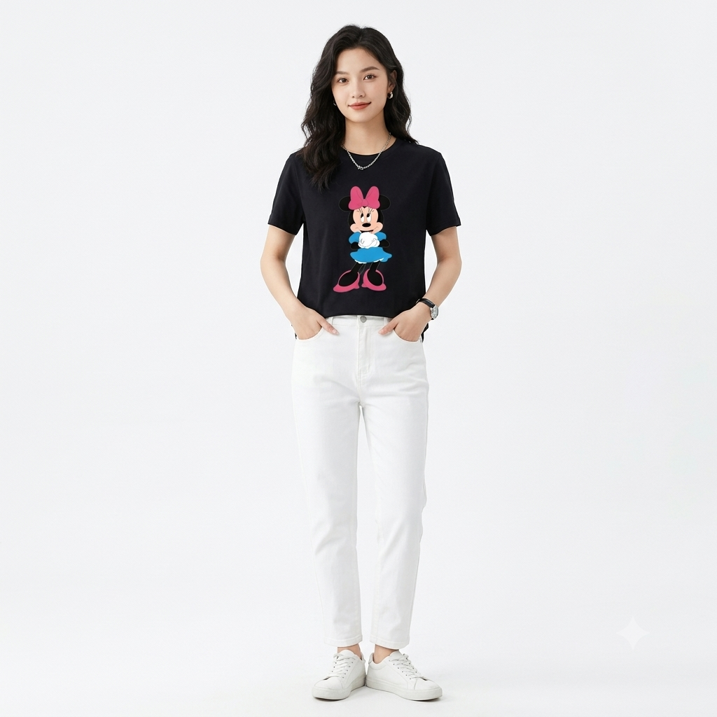 Minnie Mouse Graphic T-Shirt – Black Classic Fit Cartoon Streetwear Tee