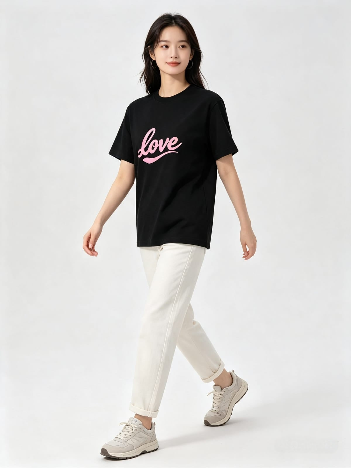 HKAY Premium Jet Black 200 GSM Love Graphic T-Shirt