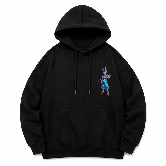 HKAY Premium Lord Beerus Jet Black 320 GSM Hoodie