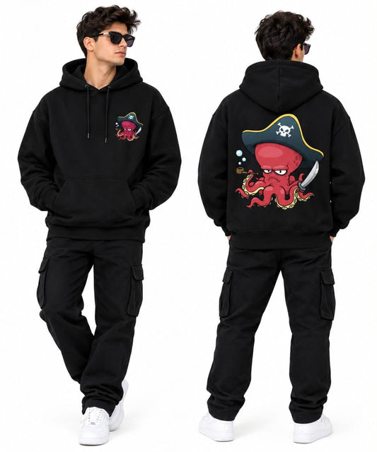 HKAY Premium Captain Octopus Jet Black 320 GSM Hoodie