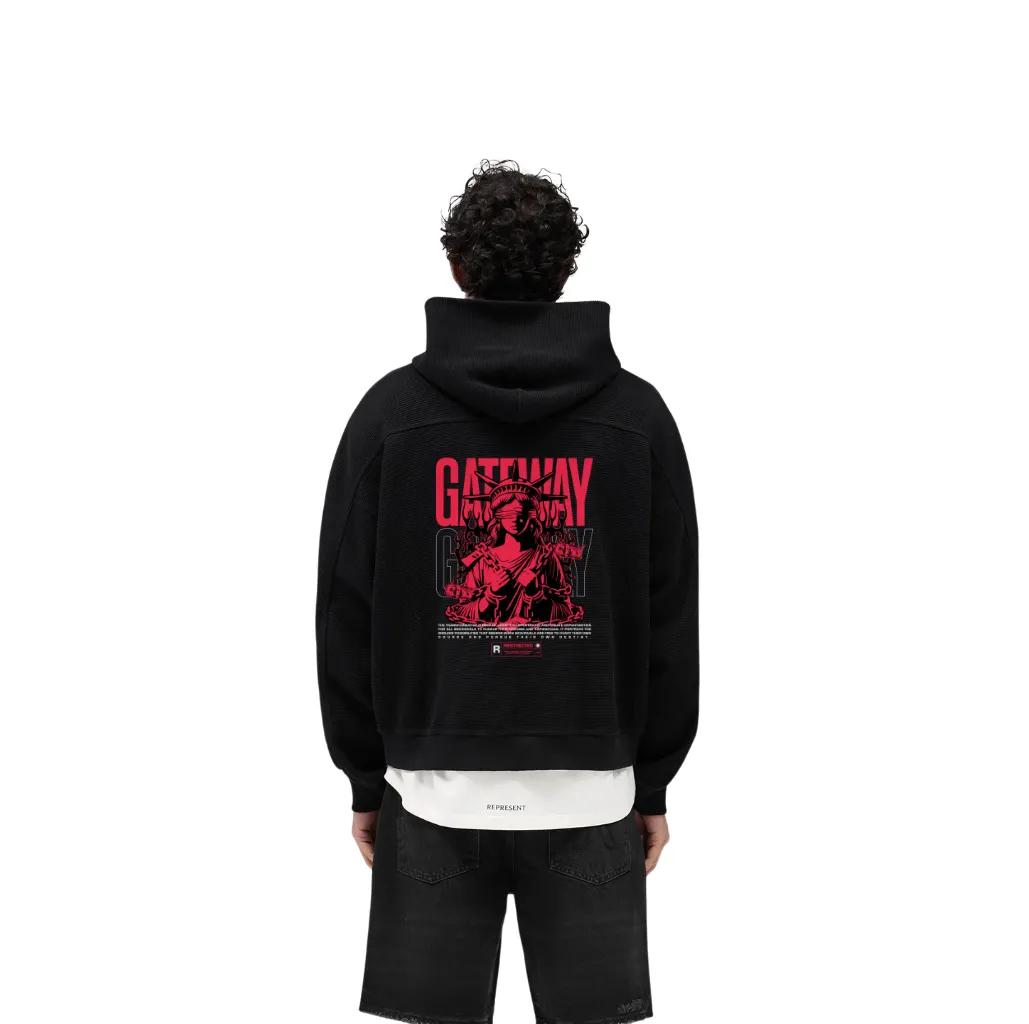 HKAY Premium Gateway Liberty Jet Black 320 GSM Hoodie