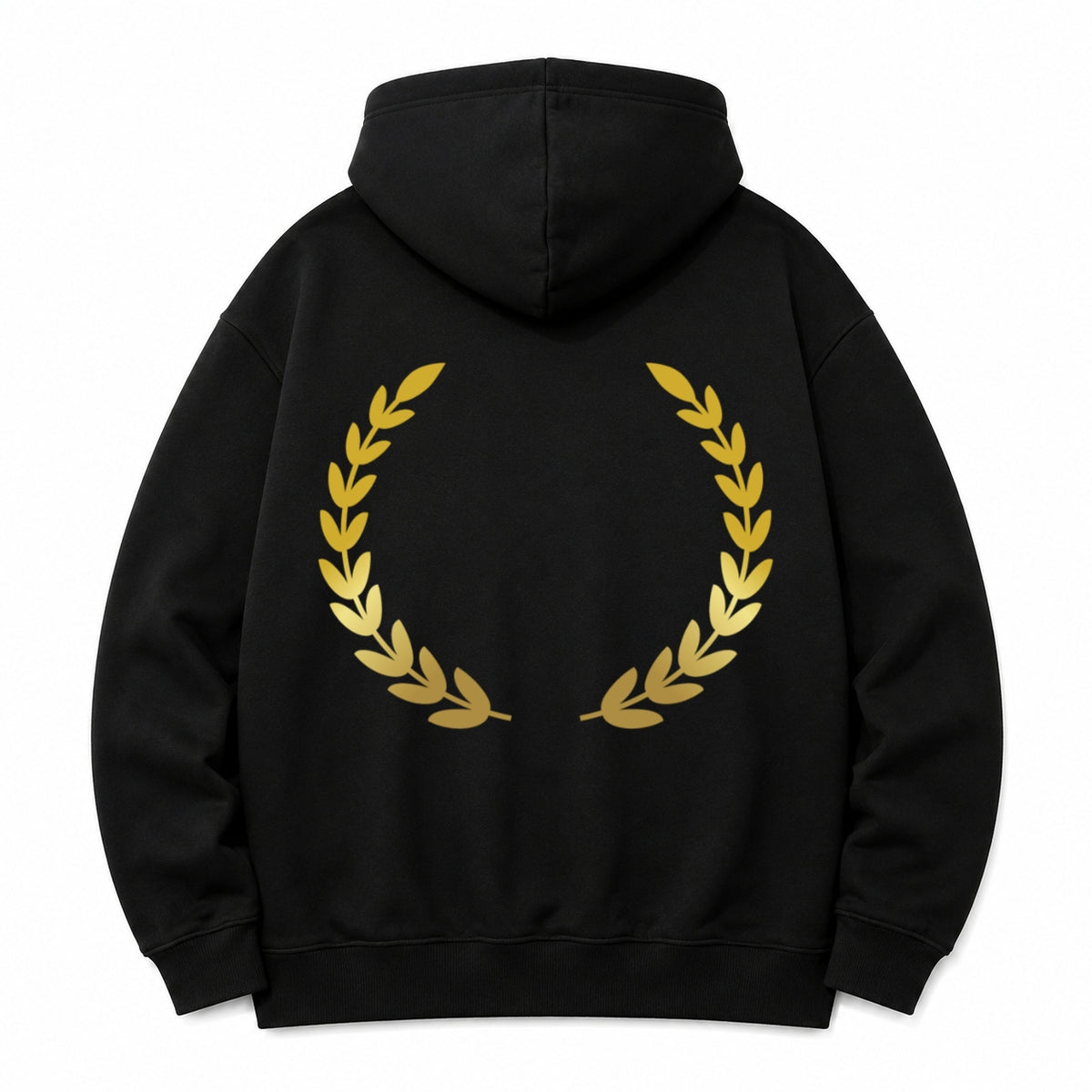 HKAY Premium Gold Laurel Jet Black 320 GSM Hoodie