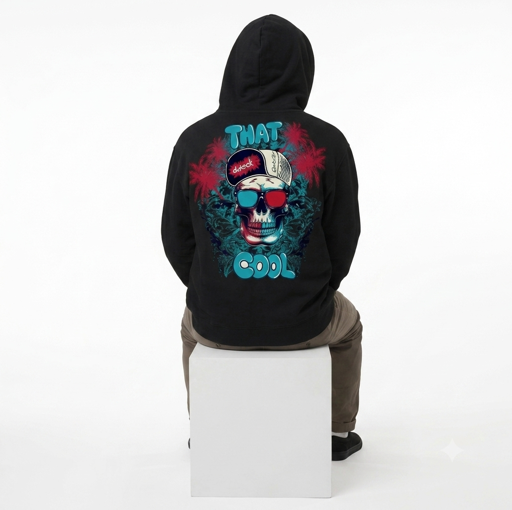 Men's Graphic Print Heavyweight Hoodie – Skull & Palm Design
