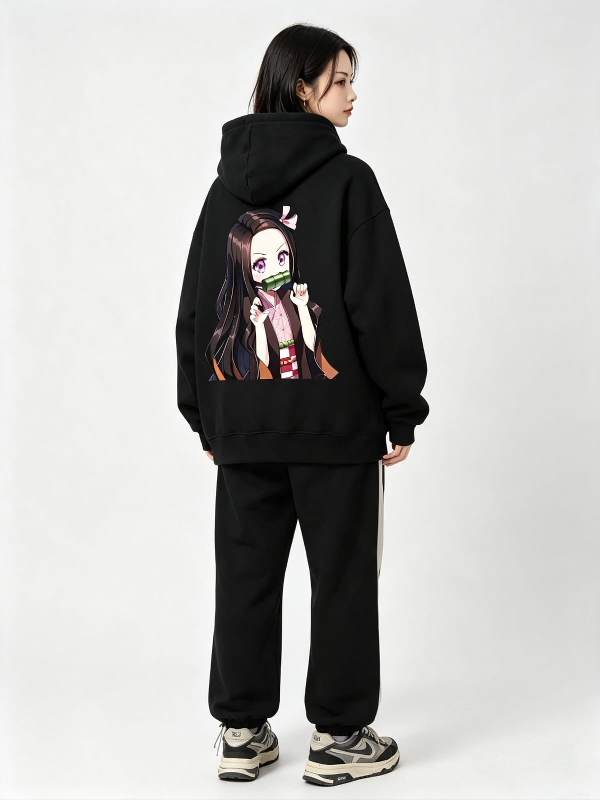 HKAY Premium 320 GSM Oversized Black Anime Hoodie – Premium Streetwear