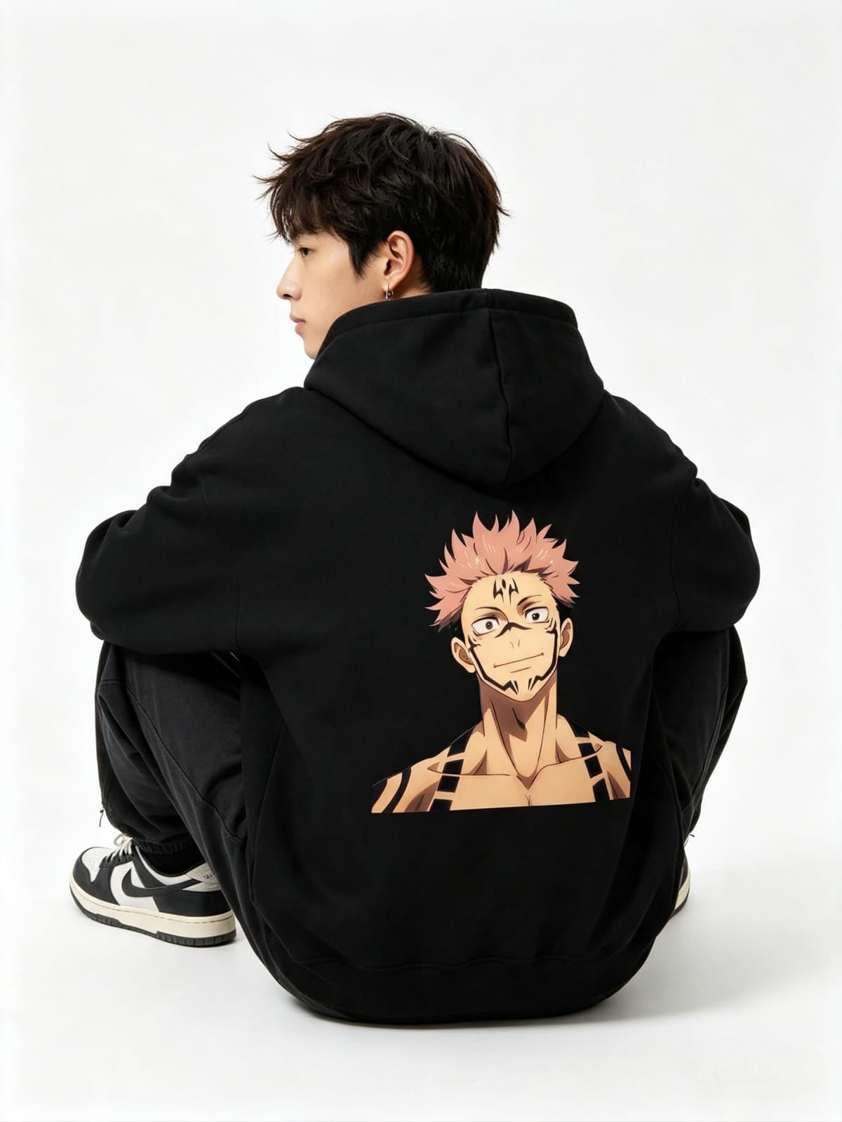 HKAY Premium Sukuna Jet Black 320 GSM Hoodie