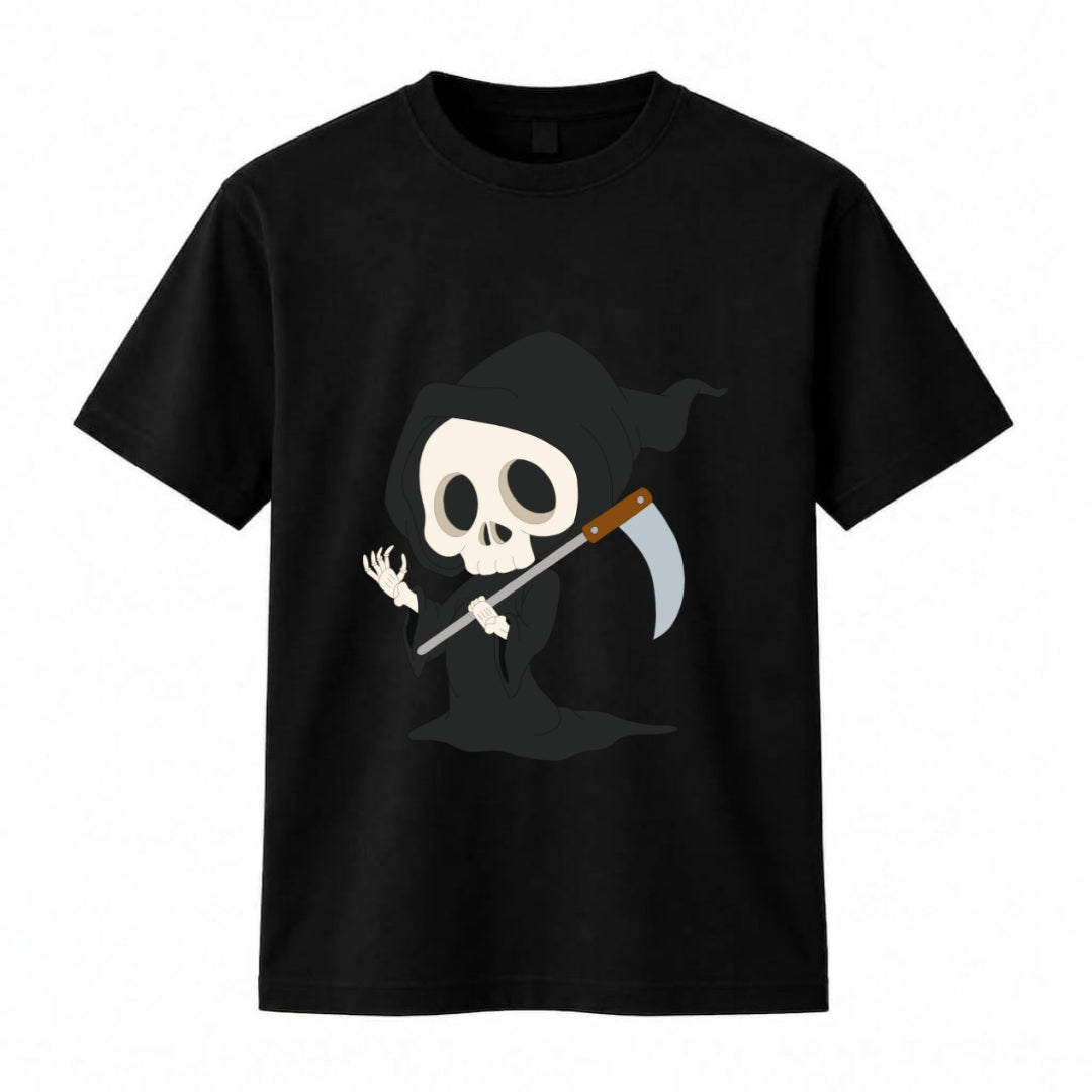 Grim Reaper Graphic T-Shirt | Cute Chibi Death Black Streetwear Tee