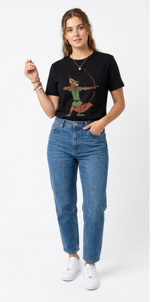 Robin Hood Fox Graphic T-Shirt – Black Streetwear Cotton Crewneck Tee