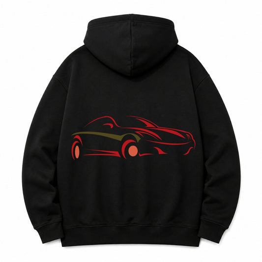 HKAY Premium Crimson Supercar Jet Black 320 GSM Hoodie