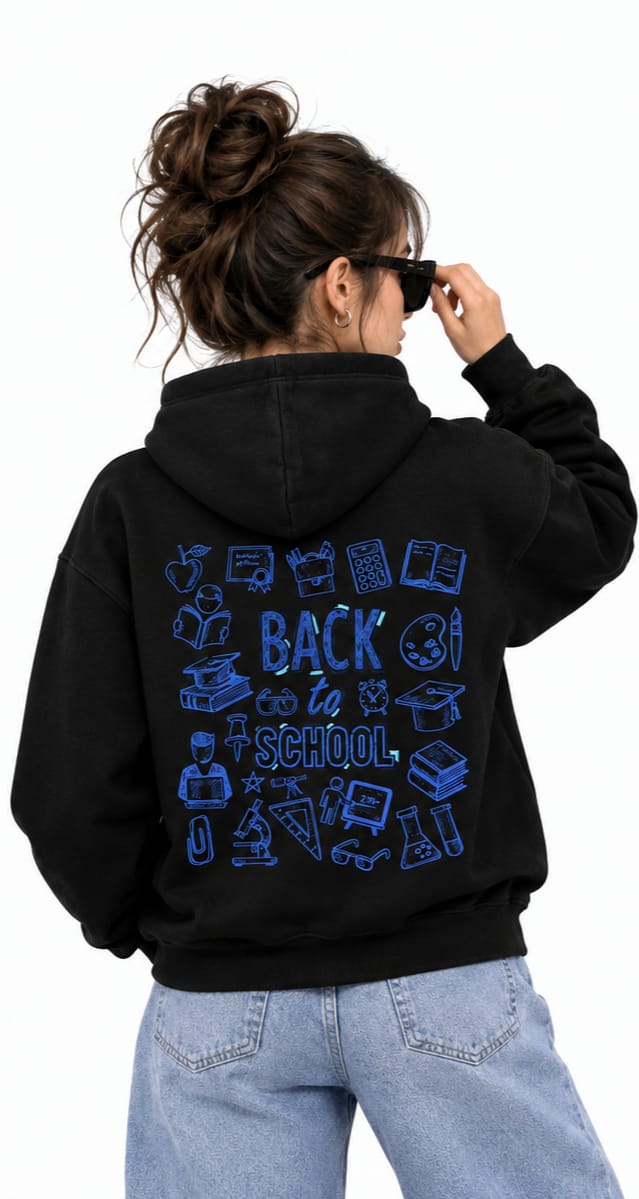 HKAY Premium Back to School Jet Black 320 GSM Hoodie