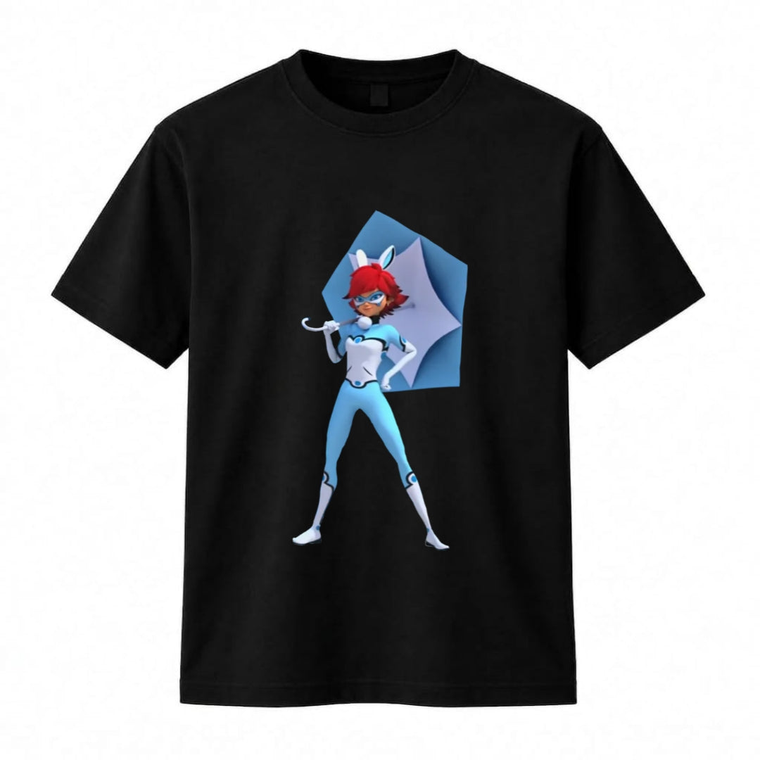 Bunnix Graphic T-Shirt – Miraculous Ladybug Alix Kubdel Black Cotton Crewneck Tee