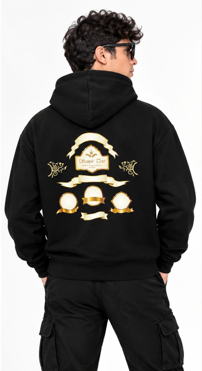 HKAY Premium Royal Baroque Gold Crest Graphic Hoodie