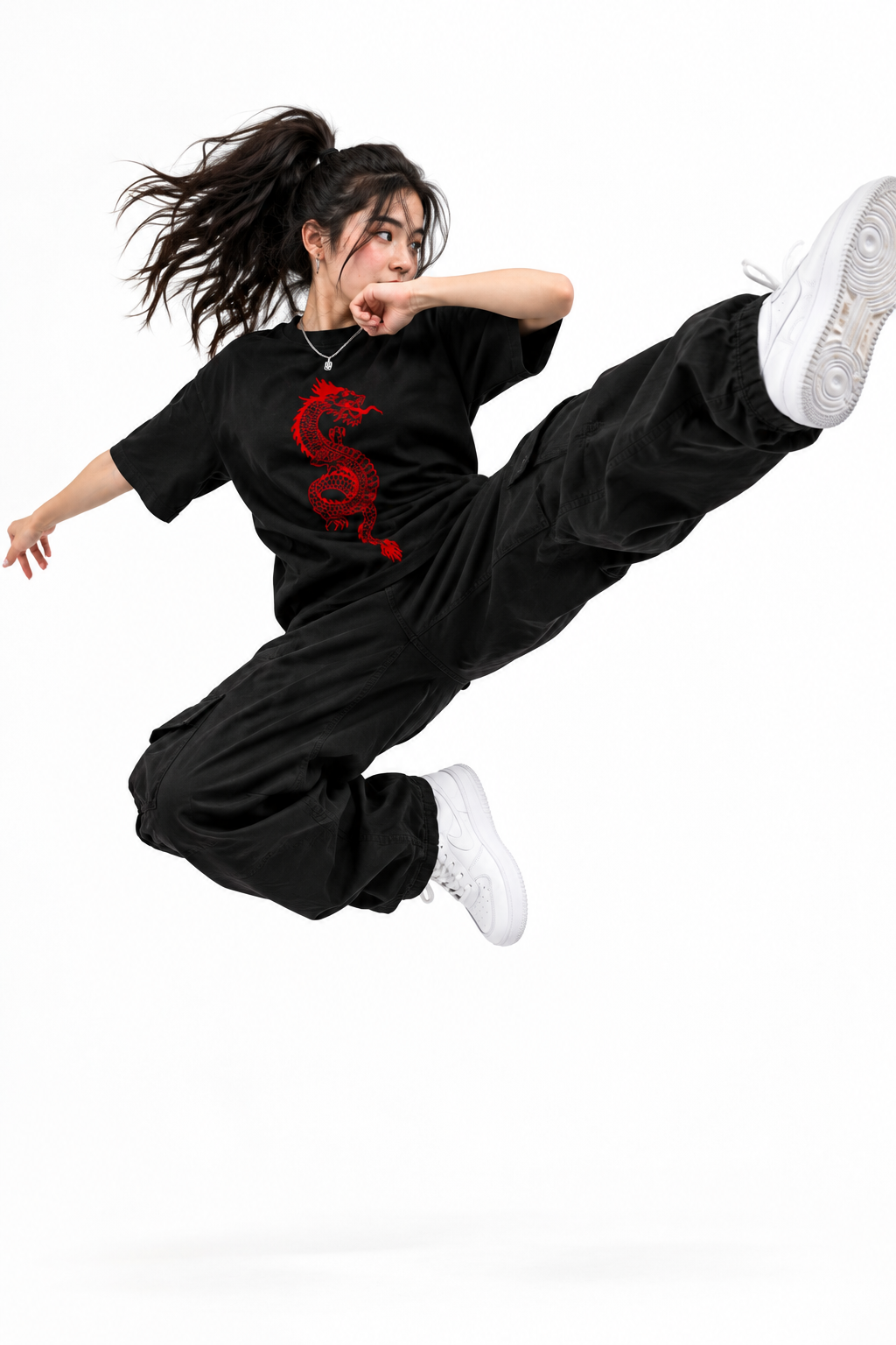Red Dragon Graphic T-Shirt – Jet Black Streetwear Cotton Tee