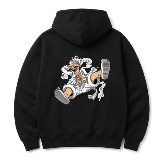 Luffy Gear 5 Sun God Nika Oversized Black Hoodie | Heavyweight Anime Streetwear Pullover