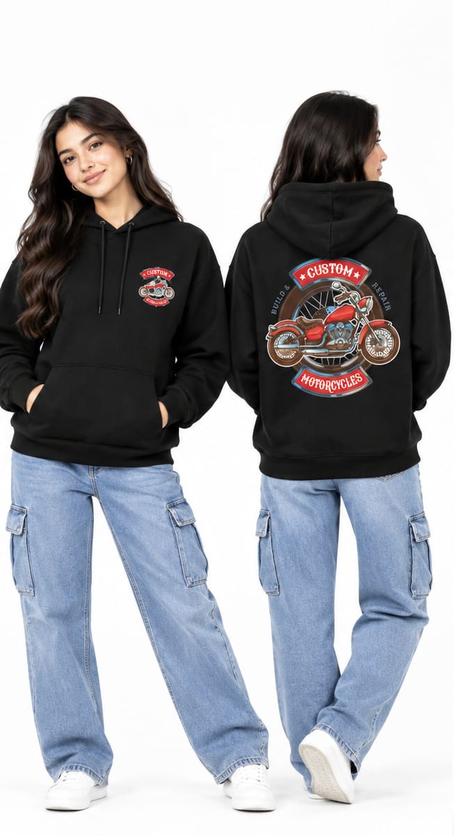 HKAY Premium Custom Chopper Jet Black 320 GSM Hoodie