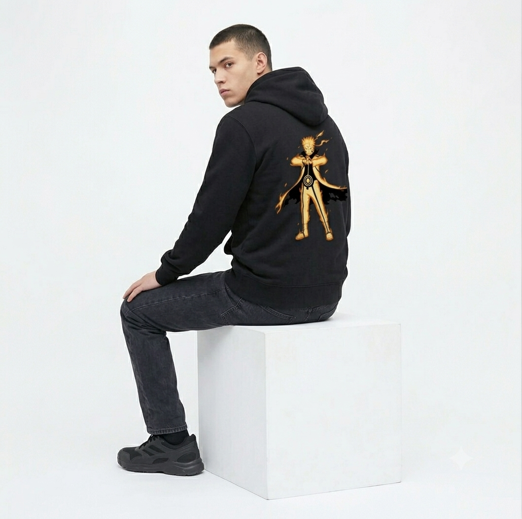 Naruto Kurama Chakra Mode Oversized Black Hoodie | 320 GSM Heavyweight Streetwear