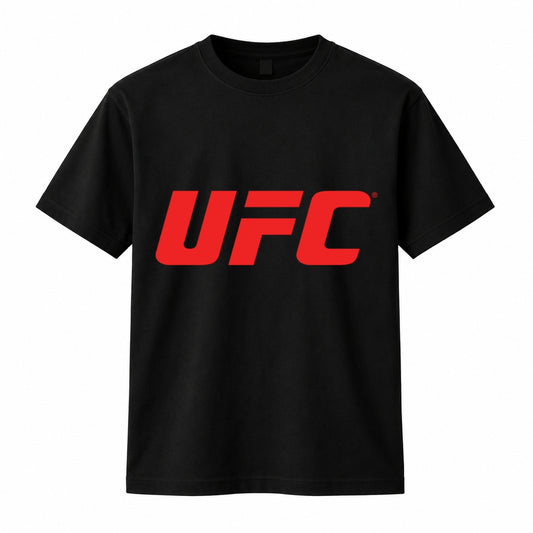 HKAY Premium UFC Chest Logo Jet Black 200 GSM T-Shirt
