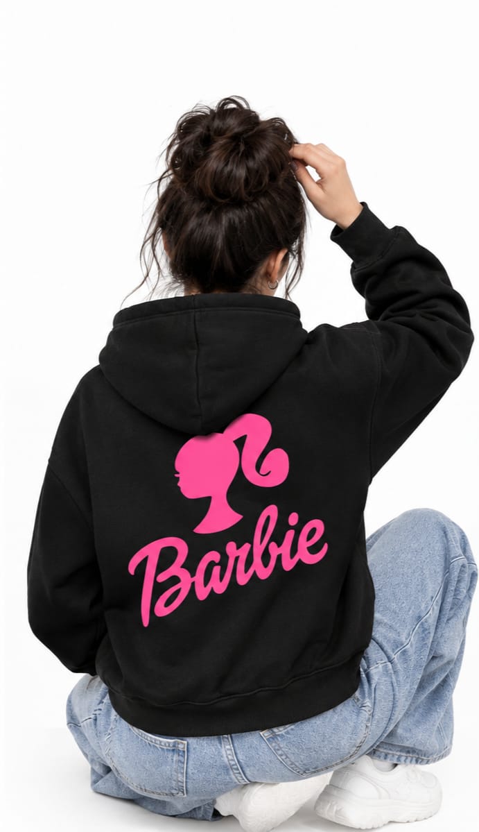 HKAY Premium Pink Silhouette Jet Black 320 GSM Hoodie