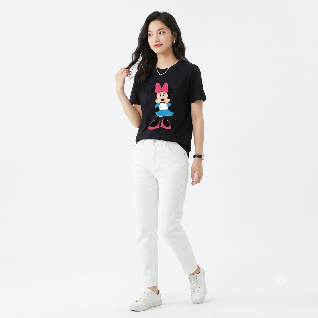Minnie Mouse Graphic T-Shirt – Black Classic Fit Cartoon Streetwear Tee