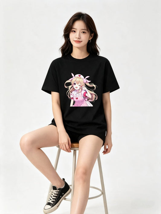 HKAY Premium Jet Black 200 GSM Anime T-Shirt