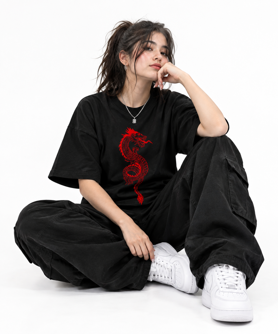Red Dragon Graphic T-Shirt – Jet Black Streetwear Cotton Tee