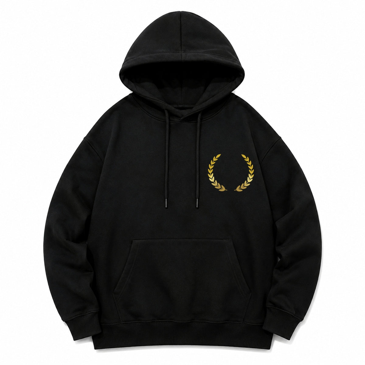 HKAY Premium Gold Laurel Jet Black 320 GSM Hoodie