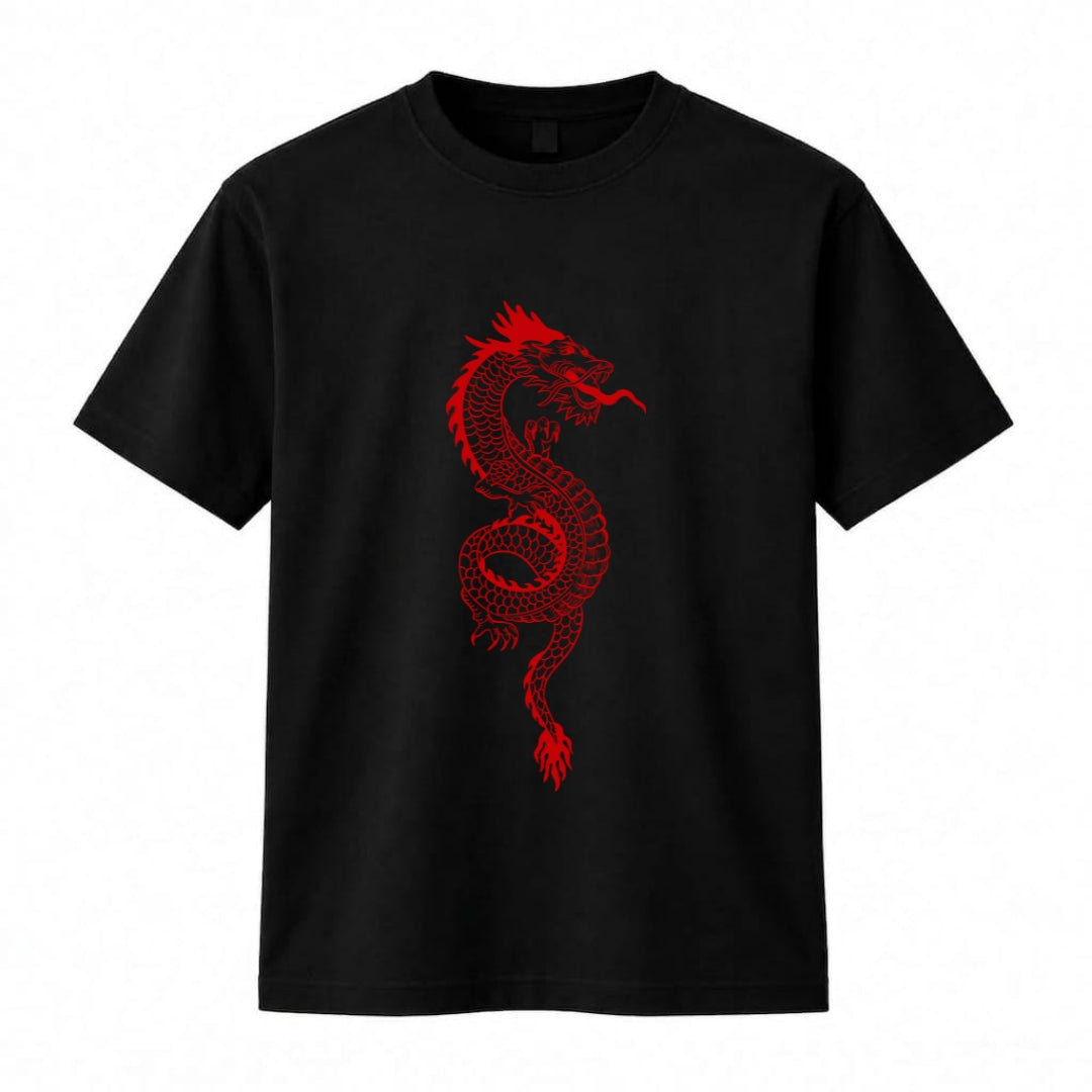 Red Dragon Graphic T-Shirt – Jet Black Streetwear Cotton Tee